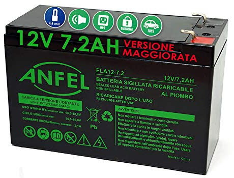 BATTERIA AL PIOMBO RICARICABILE 12V 7,2AH 20hr Per allarmi antifurti ups lampade di emergenza