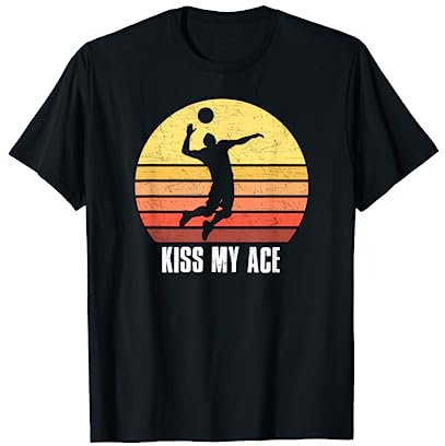 Kiss My Ace Vintage Volleyballer Aufschlag Beach Volleyball T-Shirt