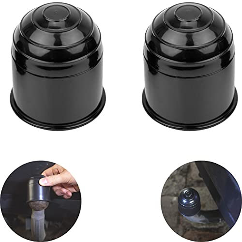 Cubierta de Bola para Gancho de Remolque, 2 x Negra, para Cabeza de Bola de hasta Ø 50 mm (2 Pulgadas) Cubierta de ABS, Cubierta de Gancho, Tapon Protector contra la abrasión y la Suciedad, Caravana