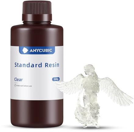 ANYCUBIC 3D Drucker Resin, UV 405nm Standard Rapid Photopolymer Resin, mit Hoher Genauigkeit und Schneller Aushärtung und Hervorragender Fließfähigkeit für den LCD DLP 3D Printer (Transluzent,500g)