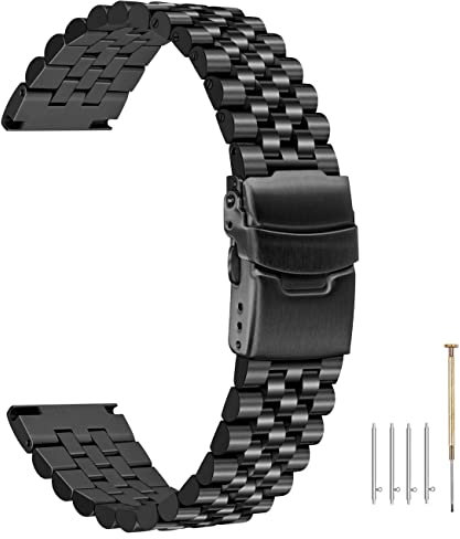 Kai Tian Super 3D Screw-in Adjustable Quick Release 22mm Watch Band Stainless Steel Black Watch Strap Double Locks Diver Clasp