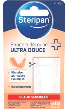 Steripan - Bande à Découper Ultra-Douce - Peaux Sensibles - Micro-Aéré - Support Non-Tissé - 10 x 6 cm - x10