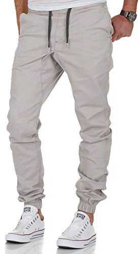Amaci&Sons Herren Stretch Jogger Basic Chino Jeans Hose Cargo 7002 Hellgrau W34