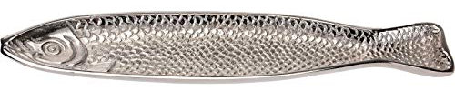 matrasa Dekoschale Fisch aus Aluguss - Forelle Silber - Schale 44 x 11 x 2 cm