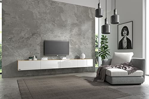 Wuun® TV Lowboard I 100cm-280cmI TV Board hängend Hängeschrank Wohnwand/Somero/Eiche