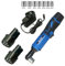 Powerful 12V Electric Cordless Right Angle Wrench 3/8'' Ratchet Tool Charger Kit 40N.m Torque with LED Lamp+ 2 Li-Ion Batteries + 1 Fast Charger + 7 Sockets Set
