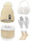 UMIPUBO Mütze Schal Handschuh Sets für Damen 5 in 1 Strickmütze Schal mit Fleecefutter Touchscreen Handschuhe Winterzubehör Ski-Set Wärmer Ohrenschützer Baumwollsocken (Beige-A)