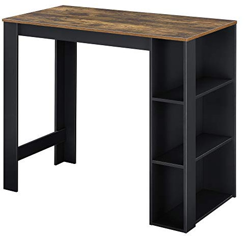 [en.casa] Bartisch Danderyd Bistrotisch Esstisch 120 x 60 x 106 cm Küchentheke mit 3 Ablagefächern Stehtisch Bartheke für Esszimmer Wohnzimmer Küche Schwarz/Eiche, dunkel
