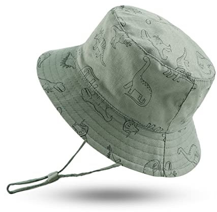 Xiaohawang Dinosaurier Baby Sonnenhut für Kinder Mädchen Jungen Sommer Mütze UV-Schutzmütze Baby Hut Bob, Dinosaurier Grün, 48 cm(6-12 Monate)