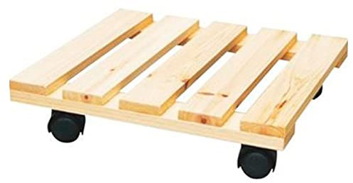 SWR Carrito Madera para Plantas, Carrito Soporte Maceta Resistente, Rodillo Cuadrado para Plantas con 4 Ruedas Giratorias, Carrito para Exterior/Interior 24 Ancho x 24 Largo X 7 Altura CM