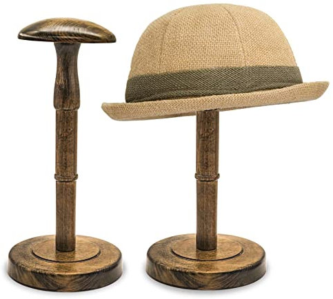 HAIBEIR Vintage Holz Hutständer Dsiplay,Freistehender Perückenständer,Tisch-Hutständer,Halter für Mützen und Perücken 1 pc