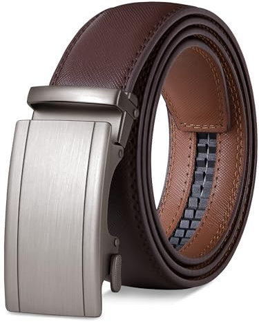 GSG SINCE 1998 Cintura Uomo, Cintura Pelle Uomo Cricchetto Automatica Fibbia 35mm,Trim Regolabile per Adattars Marrone 36-42 inch