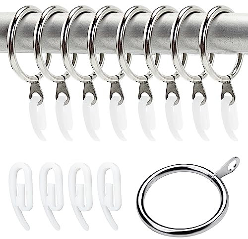 52 Set Metal Curtain Rings Drapery Curtain Hanging Rings with Plastic Curtain Hooks for Curtains and Rods, 30 mm Internal Diameter…