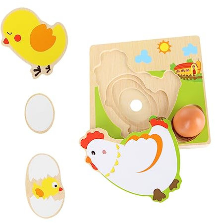 Toyvian Puzzle en Bois Jouet Éducatif Poules Pondant des Œufs Jeu Montessori pour Garçon et Filles Jouet de Croissance pour Bébé Activité Préscolaire Bloc de Construction