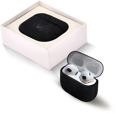 DONBOLSO airpods hülle 3. Generation - Leder - Eleganter Schutz für Deine AirPods aus echtem italienischem Leder - Perfekter Sitz für AirPods mit Ladegerät - Anti-Drop-Schutz - Schwarz