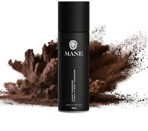 Mane Micro-Mineral Hair Thickening Spray & Root Touch Up Spray, Instant Volume & Root Cover Up for Thinning or Fine Hair, Buildable Coverage for Men & Women, Travel Size, Dark Brown, 100 ml