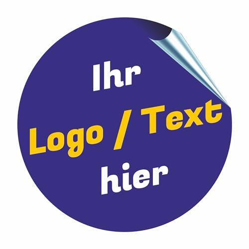 INDIGOS UG - Aufkleber selbst gestalten ab 10 Stück rund mit Foto & Wunschtext - Schilder selbst gestalten Logo, Bilder & Text - wasserfest - spülmaschinenfest - Geschenke Hochzeiten Geschäfte - Auto