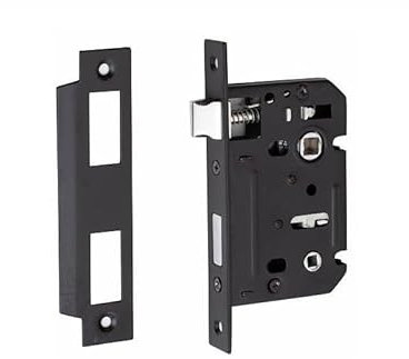 Golden Grace Bolt Through Bathroom Mortise Lock in Matt Black Finish - 2.5 64mm Backset Size, 45mm from Edge of Door to Spindle Holes