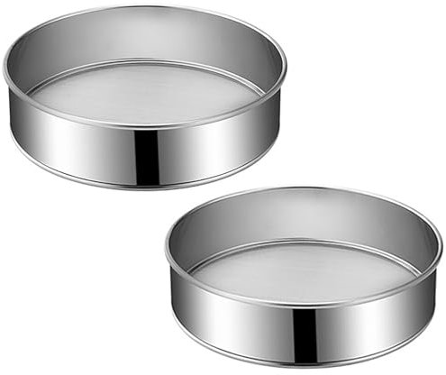 2 Pack Flour Sifter, 5.9 Inch and 7.9 Inch Round Stainless Steel 40 Mesh Sieve for Sieving Flour, Used for Making Pies, Pastries, Cupcakes and Cakes (40 mesh, 15cm and 20cm)