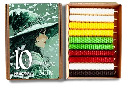 Imbolc Bienenwachskerzen, 10 cm, 10 Stück