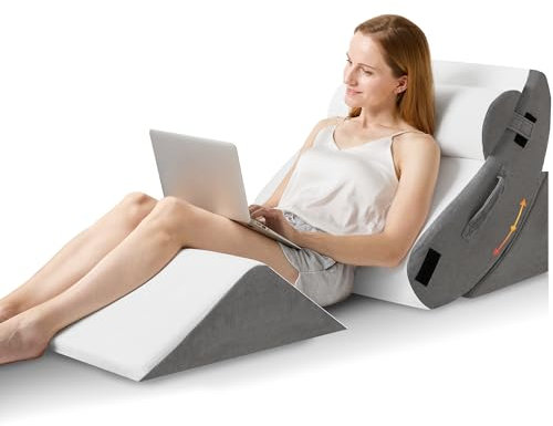 HABUTWAY Orthopädisches Keilkissen, Bettkeilkissen zum Schlafen, nach Operationen, Schaumstoff-Keilkissen zur Linderung von Rückenschmerzen, dreieckiges verstellbares Stützkissen mit