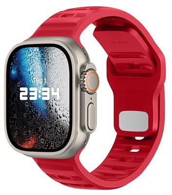DONEGANI UC1 per Cinturino Apple Watch 40mm 44 mm 46mm 42mm 45mm 41mm 38mm 49mm Se Ultra 2 Serie 10 9 8 7 6 5 4 3 Band Bracciale Sport Silicone, Rosso di Natale