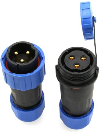 HangTon TY20 3 Pin Solder-Free Waterproof 25A 380V Connector, Male Female Wire Plug Socket Quick-Disconnect for Truck Camp Van Power Outdoor Device