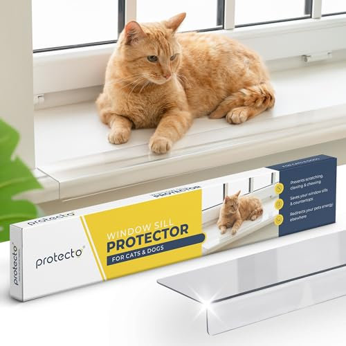 Protecto Clear Window Sill Protector - 29.5 x 5.1 Ultra-Strong Window Guards from Dog & Cat Scratching Chewing & Clawing, Keep Your Sill Smooth & Paws Safe, Anti Scratch Window Sill Cover Protection