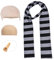 4 x Erwachsenenkostüm-Accessoires, schwarz und grau, gestreift, Herren-Schal, Halloween, Cosplay-Zubehör, schwarz/grau, Einheitsgröße