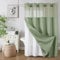 Colorful Star No Hook Shower Curtain with Snap in Fabric Liner, Waffle Weave Heavy Duty Thick Shower Curtains with Mesh Top Window, Hotel Style Waterproof Bathroom Curtain Set, 72'' x 75'', Sage Green
