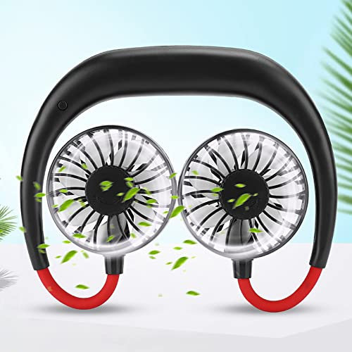 Dpofirs Ventilador De Cuello Portátil, Ventilador Personal Recargable, 3 Gear Adjustable Mini Ventilador Recargable, Fanático De Manos Libres para Deportes De Juegos (Negro)