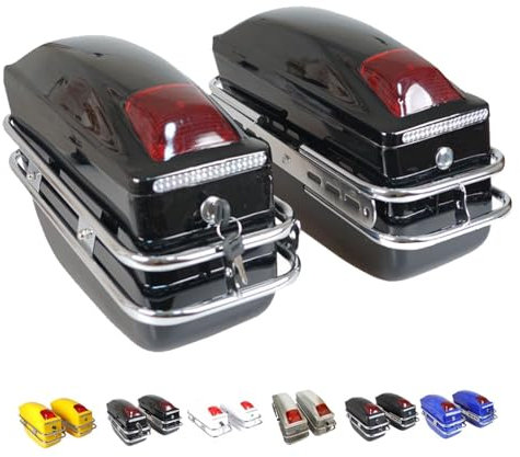 HRDMPFT Motorradkoffer Satteltasche Motorrad ABS Seitenkoffer Reisen Motorradkoffer Wasserdicht Koffer Motorradkoffer Mit Sicherheitsschloss, 6 Farben(Black)