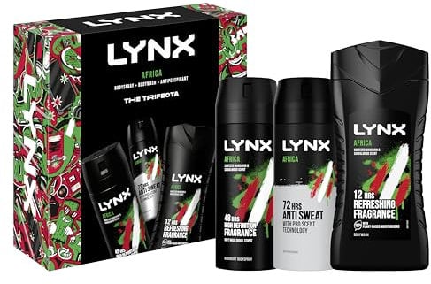 Lynx Africa Trifecta 3 piece Gift Set with Deodorant Body Spray, Body Wash & Antiperspirant