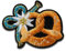 Brezel mit Edelweiß - Aufnäher, Bügelbild, Aufbügler, Applikationen, Patches, Flicken, zum aufbügeln, Größe: 3,3 x 4,3 cm