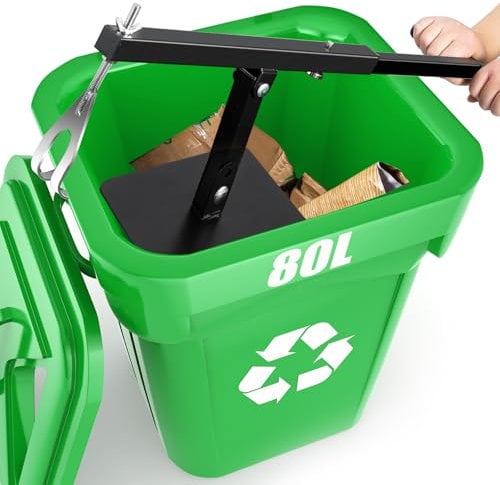 NEWTRY Mini Waste Compactor Manual Rubbish Press for 60L to 100L Wheelie Bins, Compact Design Ideal for Home Cabinets Restaurants Trash Cans