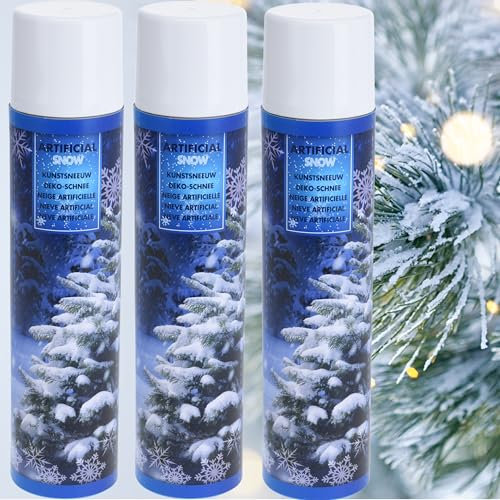 3x 300ml Schneespray Weihnachtsbaum - Schnee Spray Baum Kunstschnee Dekoschnee Spraydose Snow Foam Weihnachtsdeko Sprühschnee Deko Fake Snow Spray Fenster Weihnachten Kunstschnee Spray Tannenbaum