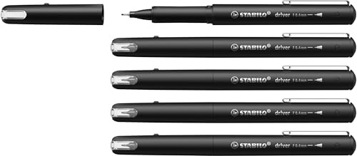 STABILO dr!ver - Premium Fineliner - Fine | Pack of 5 - Black