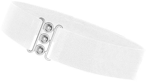 VONMELLI Stretchgürtel Damen Breit Elastischer Gürtel Vintage Taillengürtel Damen für Kleid Retro Cinch Gürtel 5cm Breit Weiß Passend für Taillenumfang 91-101cm