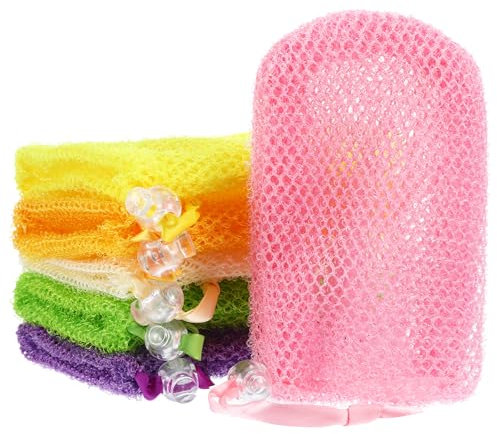 Sibba Mesh Soap Bags 6 Pcs Hangable Bar Soap Pouch Exfoliating Bag with Drawstring Closure Colorful Soap Cover Loofah Soap Saver Bag Handmade Soap Storage for Body Wash Shower Bath Travel