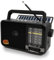 Transistor Radio Portatil con Panel Solar y Batería de 1200 mAh, Receptor Am/FM/SW con Altavoz de 8W/TWS/USB/Tarjeta TF, Radio Solar Pequeña Ideal para Camping, Emergencia y Exteriores (Gris)