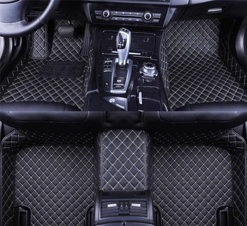 Tappetini Auto in Pelle su Misura, per Fiat Tipo 5 Portes 357 I 2016-2020A auto di Tappetino Impermeabile e Antiscivolo per Auto in Pelle PU, Tappeti per auto, Black-Beige