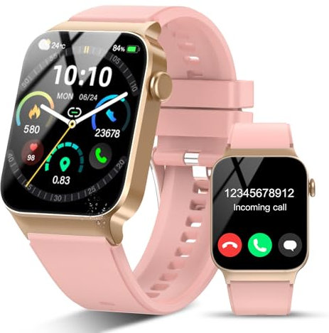 STECEi Smart Watch for Men Women Answer/Make Call, 1.85HD Smartwatch with Heart Rate/Sleep/Steps Monitor, 110+ Sports Fitness Watch, IP68 Waterproof Activity Tracker Watch for Android iOS, Rose Gold