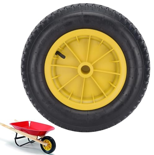 CROWNSHOP Wheelbarrow Wheel 14 Wheelbarrow Wheel Trolley Wheels Replaceable Puncture Wheels 3.5-8 Metal Industrial Trolley Rubber Tire for Garden Trolley Barrow Go Cart Trailer Truck (2 PCS)
