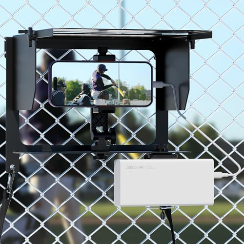 Smartphone-Zaunhalterung,Tennis-Kamera-Zaunhalterung, Zaun Halterung mit Power Bank Clip für iPhone, Samsung, GoPro, Mevo Start und andere Action Kameras, Game Changer Montage Kit für Baseball, Tennis