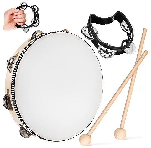 Gatuida Tamburin Für Erwachsene Mit Schlägel Handtrommel Instrumente Für Erwachsene Holz Trommelstock Klare Klangqualität Percussion-tamburin Für Anfänger Und Profis