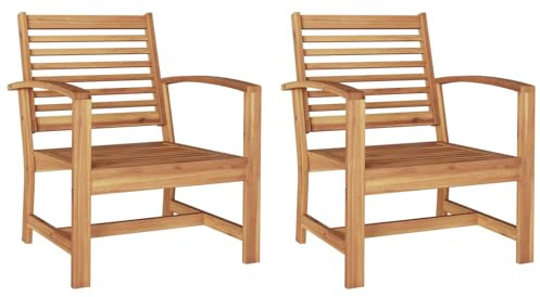 vidaXL Garden Chairs 2 pcs Beige 60 x 65 x 76.5 cm Solid teak wood, Outdoor Furniture, Teak Chair, Rustic Garden Seating, Durable Balcony Sofa, Terrace Bench, Patio
