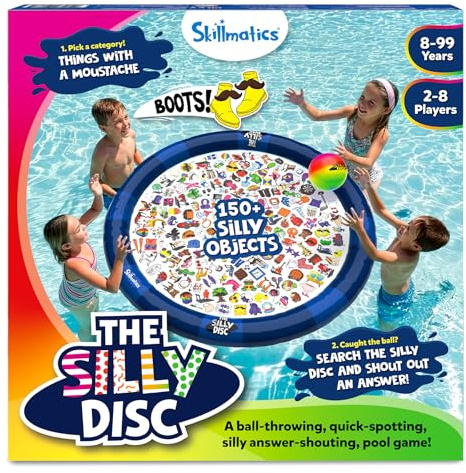 Skillmatics The Silly Disc – Fast-Paced Inflatable Pool Party Game for Kids, Teens and Families, Swimming Pool Toy for Summer Fun, Funny Spot and Shout Game, Gifts for Ages 8, 9,10 & Up, 2-8 Players