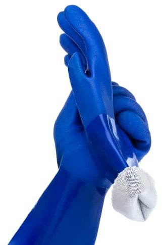 kitchen-star Ultimate Rubber Household PVC Gloves with Comfortable Cotton Lining, Anti-Slip surface, Kitchen Dishwashing, Extra Thickness, Kitchen Cleaning, Working, Painting, Pet Care (Large, Blue)