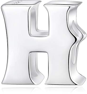 Alphabet-Anhänger, Anfangsbuchstabe, A-Z, aus 925er-Sterlingsilber, silberne Perlen, passend für Pandora-Anhängerarmbänder Letter H