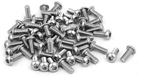 Sourcingmap M3 x 8mm 304 Stainless Steel Button Head Hex Socket Cap Screws Fastener 60PCS